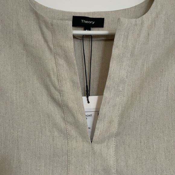 Theory Split Neck Linen-Blend Dress Size M - Picture 5 of 6